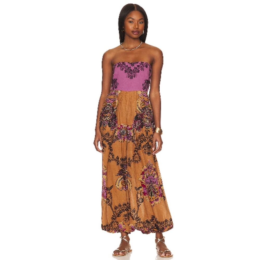 Free People Indio Sun Jumpsuit in Golden Combo
